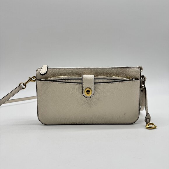 COACH Noa pebbled leather women's small crossbody + wallet cardcase WHITE/BONE - Picture 1 of 14